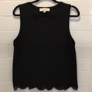 Loft black scalloped top. Size Large.